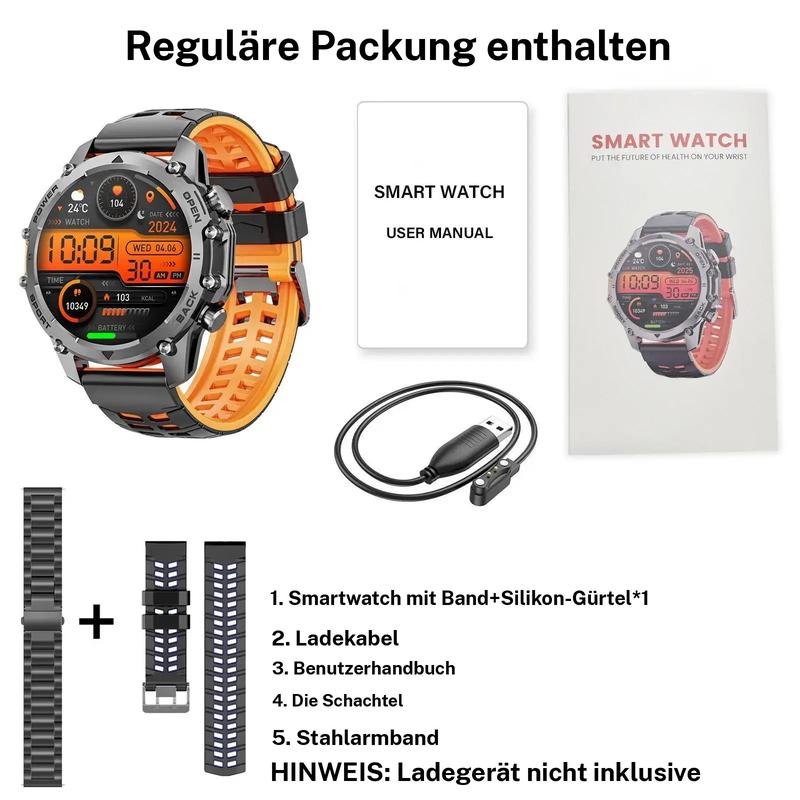 ⌚ 50% Rabatt !1,52'' HD Smartwatch Herren | Anruf, Musik, IP68 | Lange Akkulaufzeit