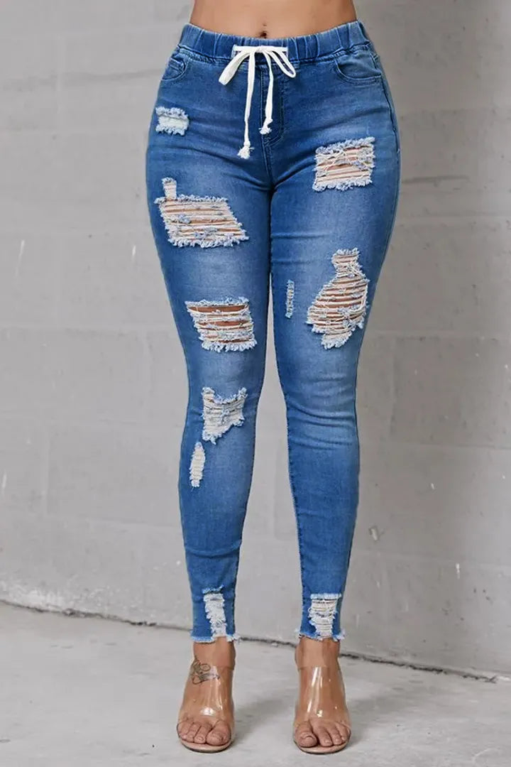 👖 50% RABATT! 🔥 Stretch-Skinny-Jeans mit Rissen – Figurbetont, Bequemer Stretch & Perfekt Für Einen Coolen Alltagslook 💙 Kostenloser Versand