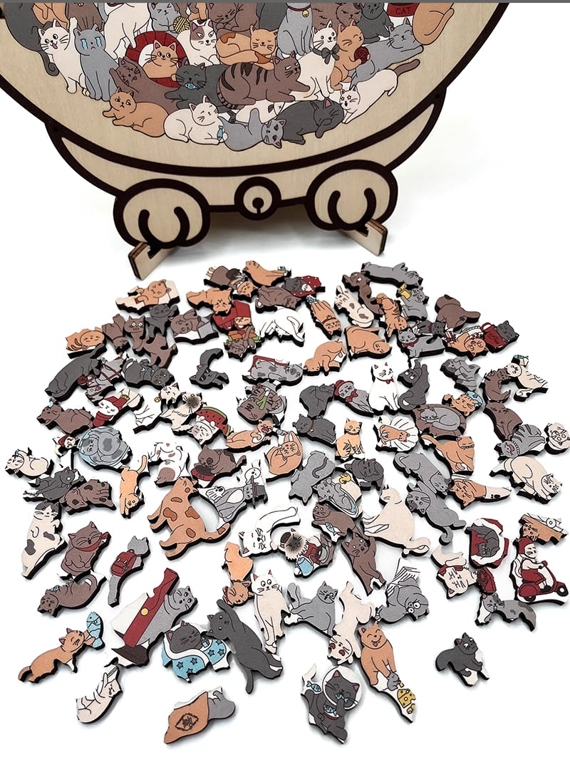 🎅Weihnachtsverkauf 50% Rabatt🐱135-Stk. Morandi-farbiges Katzenpuzzle aus Holz🎁
