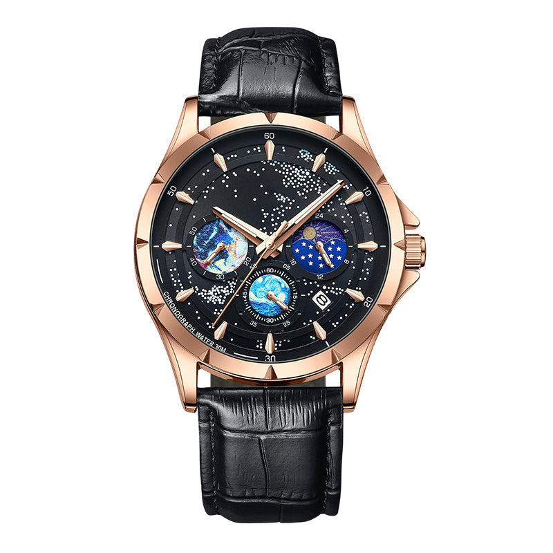 🎄 Weihnachtsangebot – Immer 50% RABATT! 🌌 Herrenuhr Leuchtender Sternenhimmel: Kosmisches Sternenzifferblatt – Nachtleuchten + Chronograph für Stil & Praxis am Handgelenk! ⌚