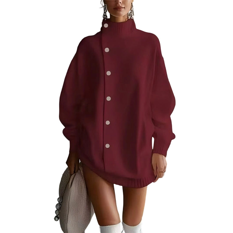 🔥Solange der Vorrat reicht 40 % Rabatt!🎉Damen-Strickjacke mit hohem Kragen und Knöpfen