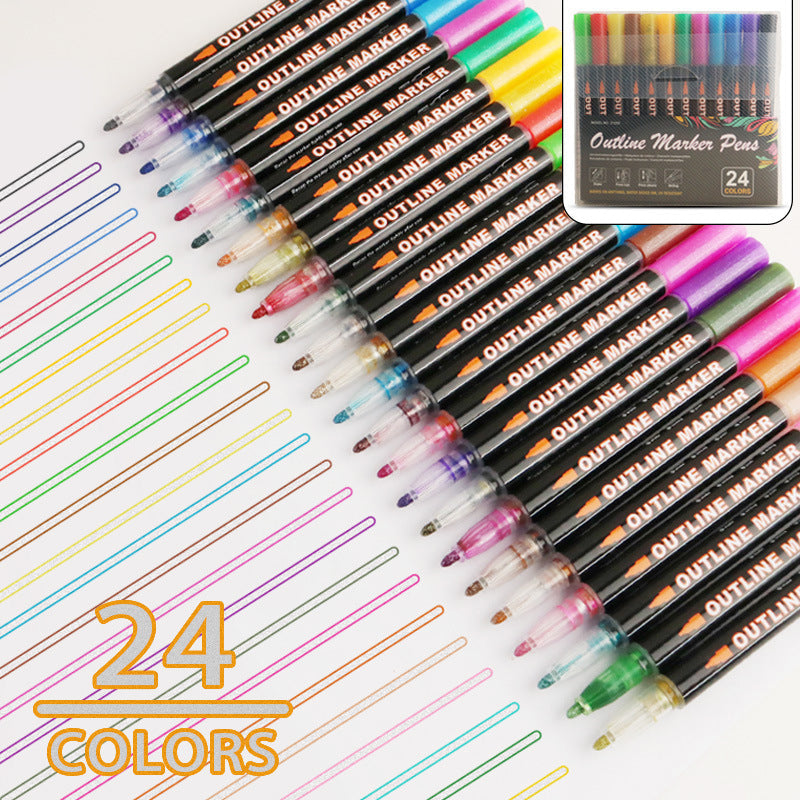 Doppellinien-Metallic-Konturmarker-Set Glitzer-Kunststifte