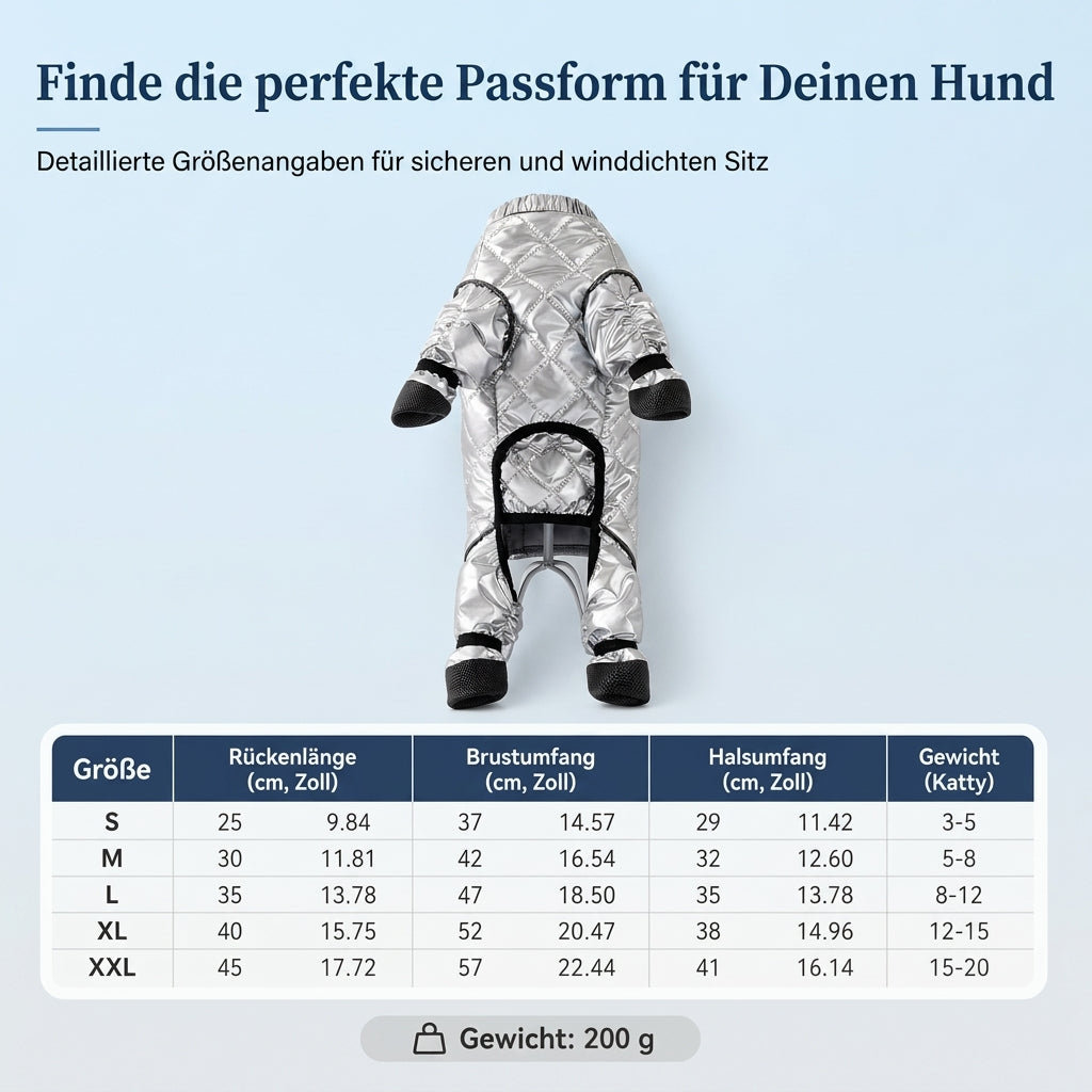 ⏳Begrenzte Zeit 50% Rabatt🐾 Wasserdichter Overall mit Vollabdeckung, gefüttert mit Fleece, dicker warmer vierbeiniger Mantel für Hunde im Winter