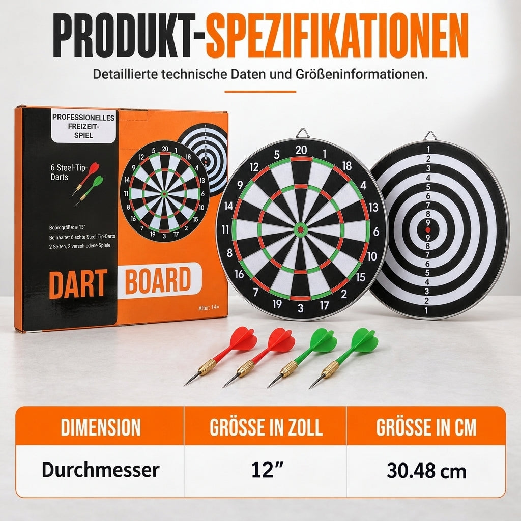 🏠 Begrenzte Zeit 50% Rabatt 🎯 Zweiseitige Dartscheibe mit Steel-Tip-Darts