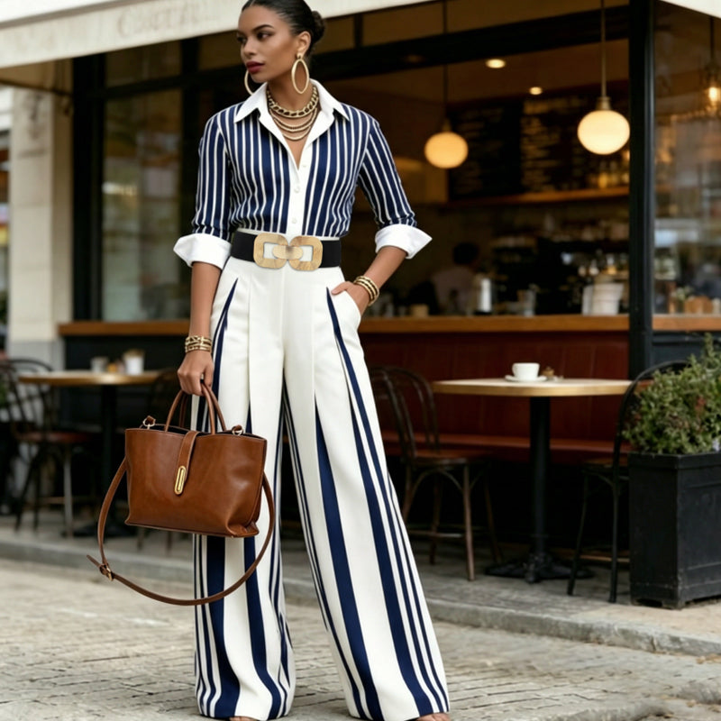 Gestreiftes Shirt & weite Hose im Set – bequem & stilvoll für den Alltag