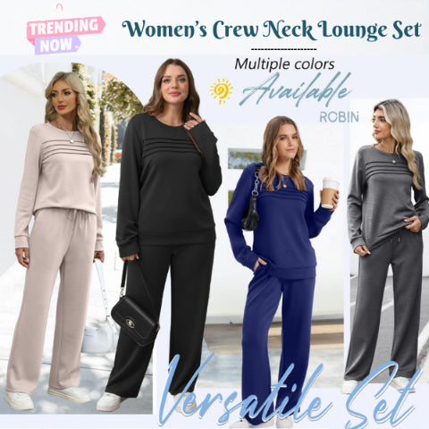 🔥LETZTER TAG 60 % RABATT💓Set aus Damen-Oberteil mit Rundhalsausschnitt und Hose mit Kordelzug💯