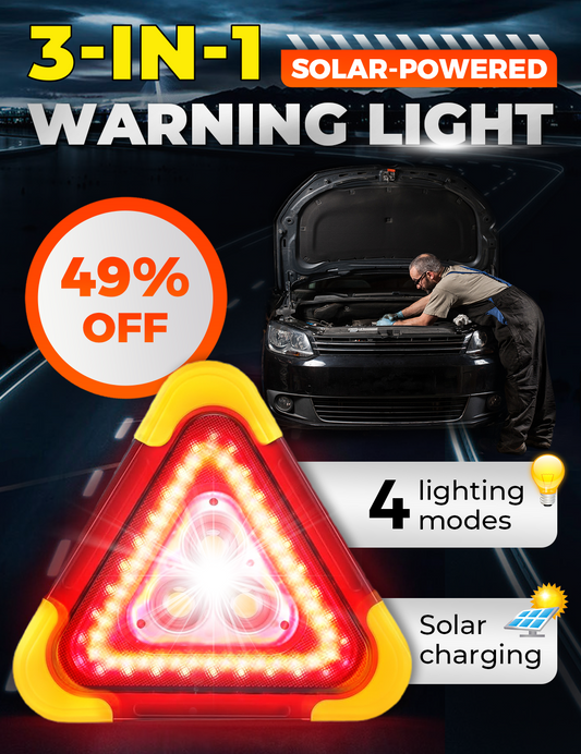 🚗Großes Sonderangebot – 50% Rabatt🆘3-IN-1 Dreieckige Solar-Notfall-Signalleuchte für den Straßenrand✨