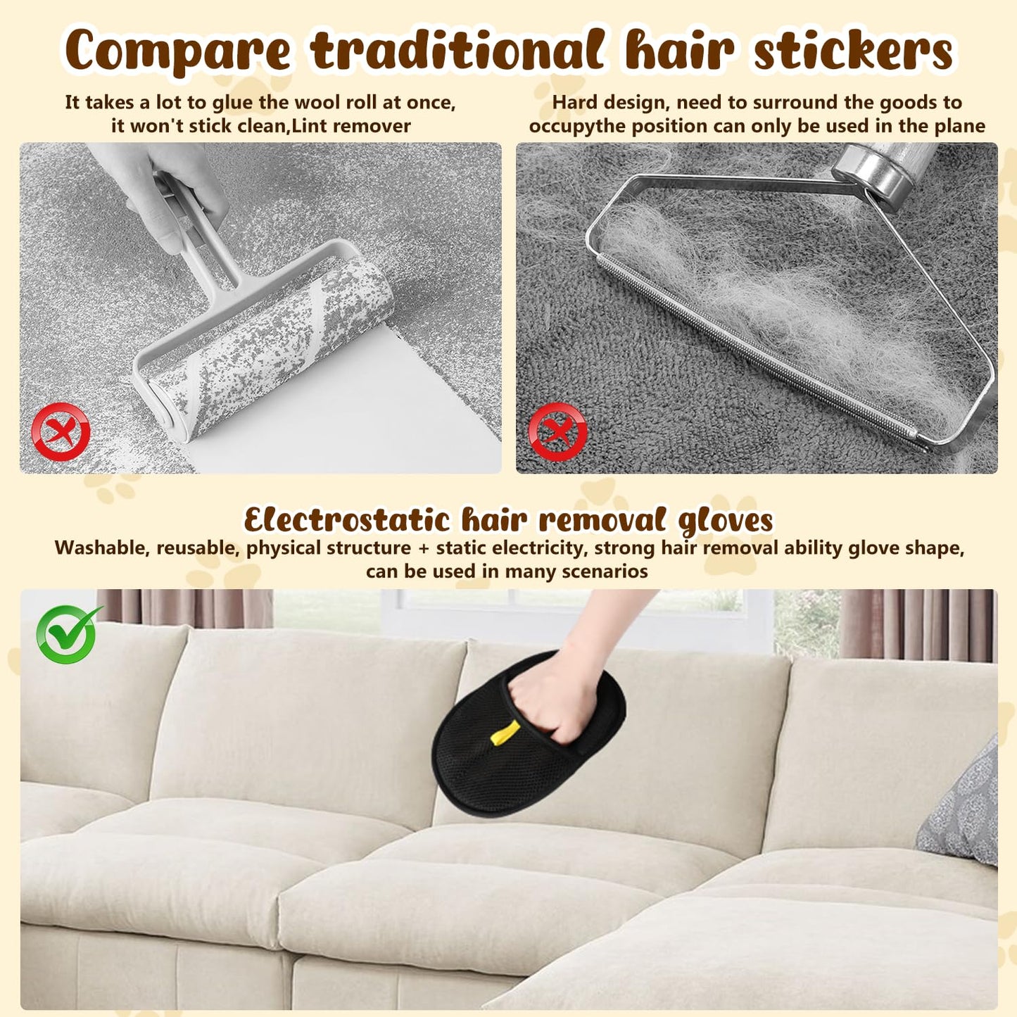 Antistatische Handschuhe zum Enthaaren von Haustieren