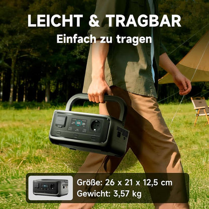 🔋Tragbare Powerstation, 256Wh LiFePO4 Akku, 300W (Max 600W) Solargenerator, <20 ms USV, 100W USB C Ausgang, 3000 Ladezyklen Für Camping Draußen Reisen Notfälle Spieler Festival