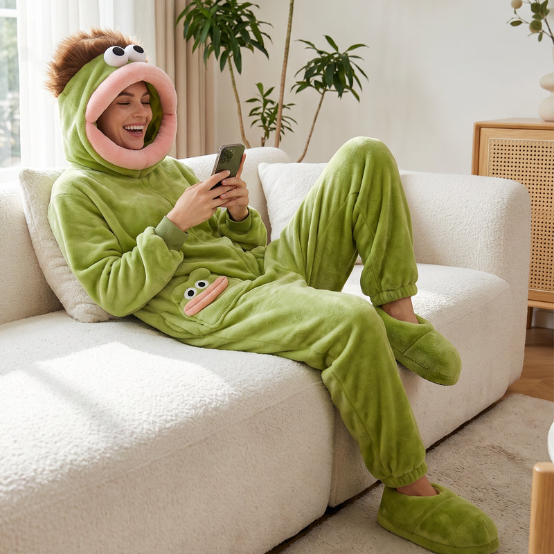 Eleganz braucht keine Worte 🐟Kuscheliger Pyjama aus Korallenfleece mit Figuren🧸