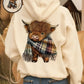 🎄🎅WEIHNACHTS-SALE 50 % RABATT!! 🎁 Niedliches Highland-Cow-Kapuzen-Sweatshirt mit kuscheligem Fleecefutter 🦬