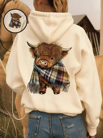 🎄🎅WEIHNACHTS-SALE 50 % RABATT!! 🎁 Niedliches Highland-Cow-Kapuzen-Sweatshirt mit kuscheligem Fleecefutter 🦬