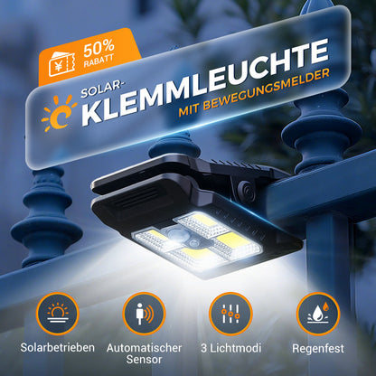 Solar-Clip-Leuchte mit Bewegungssensor. Perfekt für Garten, Balkon & Terrasse!