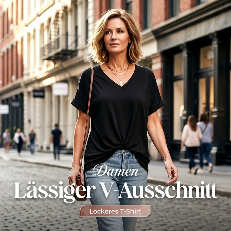👕🌸 50% RABATT! Lässiges, lockeres V-Ausschnitt-Oberteil für Damen – Entspannt, schick & perfekt für warme Tage 🍂