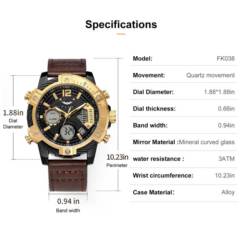 ⌚Multifunktionale Herren-Quarz-Sportuhr mit zwei Displays, wasserdicht bis 3 ATM