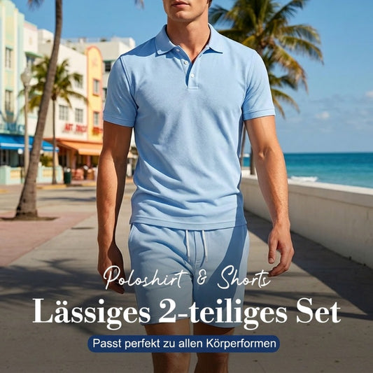 Zweiteiliges Sommer-Set für Herren aus Kragenshirt und Shorts