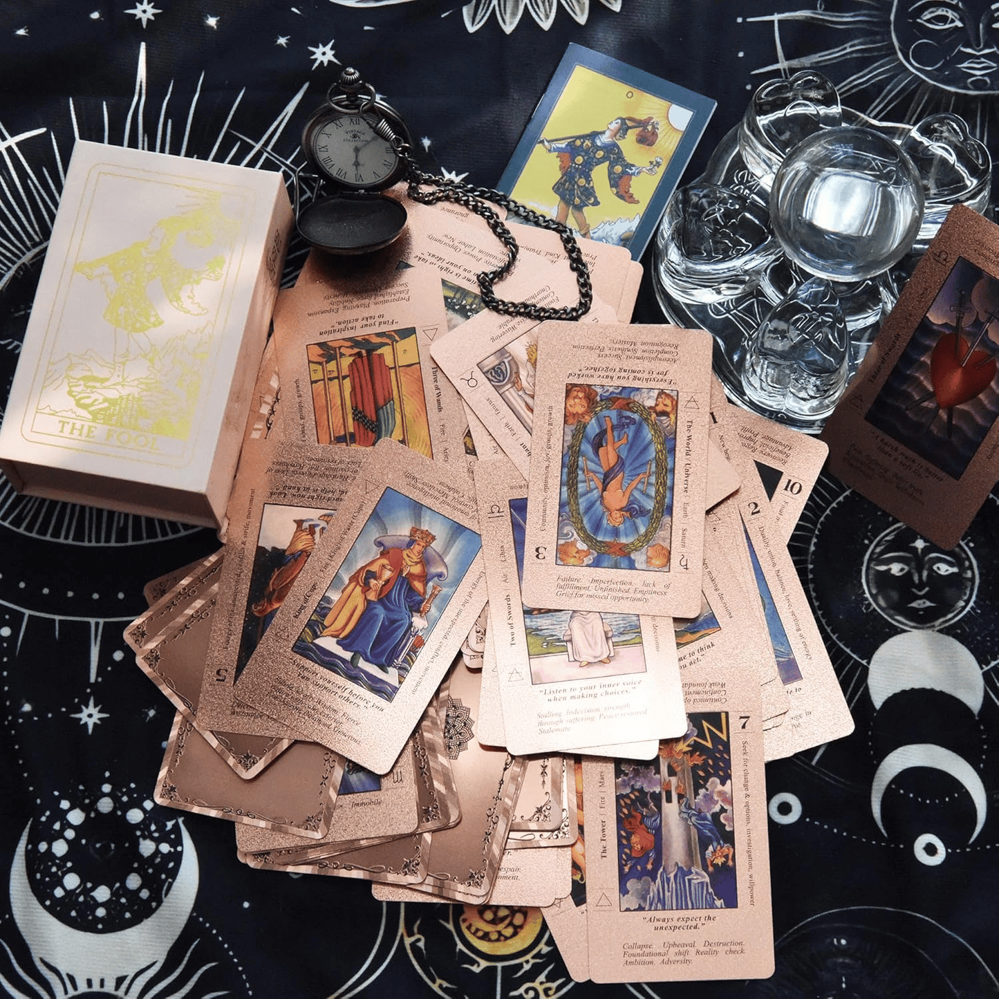 🔮 50% RABATT JETZT! ✨ Witchy Cauldron Tarotkarten-Set – Roségold, Inklusive Begleitbuch & Wasserdichte Folien 🎴📖