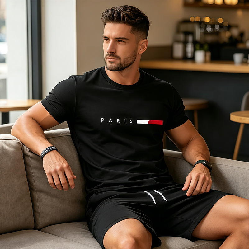 2-teiliges Set aus bedrucktem Oberteil & Shorts für Herren – Leicht & atmungsaktiv – Perfekt für Strand, Urlaub oder heiße Sommertage – lässiger Look mit Komfort ☀️