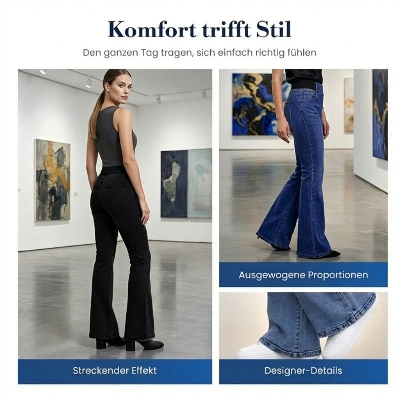 🔥Solange der Vorrat reicht 50 % Rabatt!🎉Damen High-Waist Schlagjeans aus Stretch-Denim