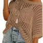 💥Womens Summer Scoop Neck ShortSleeve Sweater Casual Crochet Hollow Out Knit Top