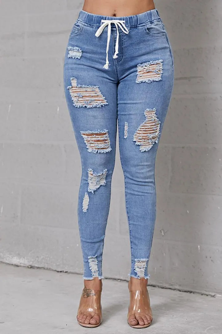 👖 50% RABATT! 🔥 Stretch-Skinny-Jeans mit Rissen – Figurbetont, Bequemer Stretch & Perfekt Für Einen Coolen Alltagslook 💙 Kostenloser Versand