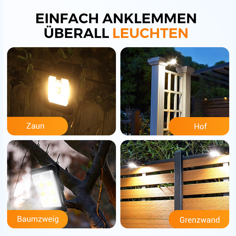 Solar-Clip-Leuchte mit Bewegungssensor. Perfekt für Garten, Balkon & Terrasse!