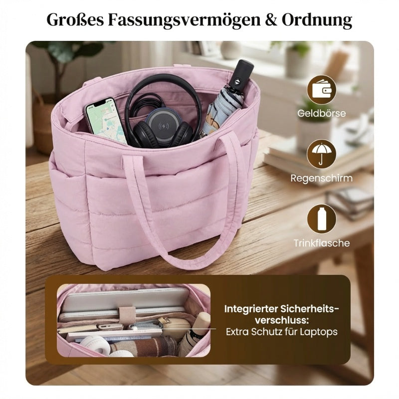 💜Begrenzter Verkauf 50 % RABATT 👜Wasserdichte Luftpolstertasche für Damen, 20 l, flauschige Tragetasche, gesteppte Laptop-Schulterhandtasche