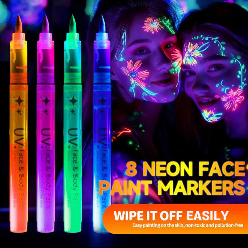 📢HEISSER VERKAUF 50 % RABATT !!!✨UV-Leuchtende Gesichts- und Körperfarben-Marker-Set
