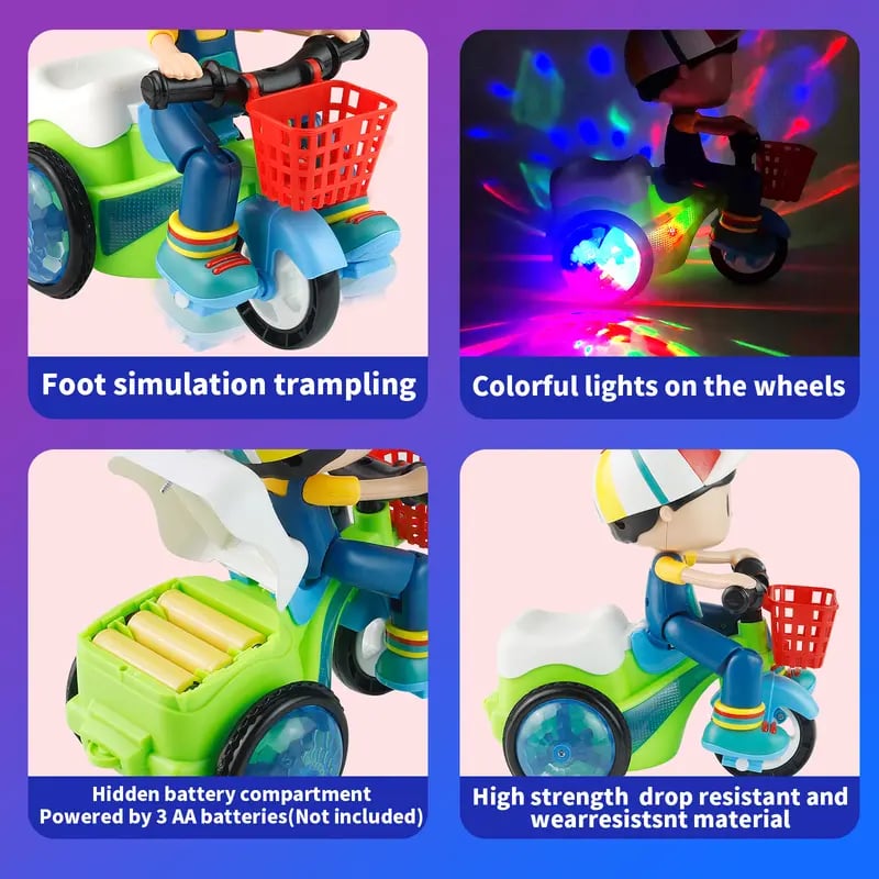 🛴Elektrisches Stunt-Dreirad mit Beleuchtung für Kinder