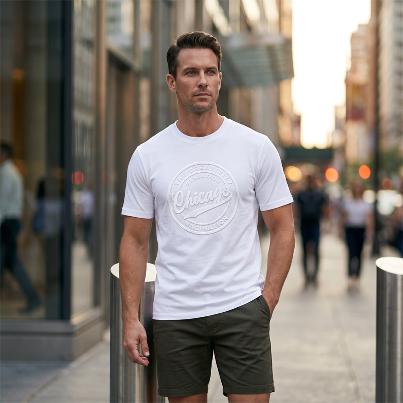 👕🔥 Herren-T-Shirt – strukturierter Aufdruck, reine Baumwolle, lockere Passform. 50% RABATT!