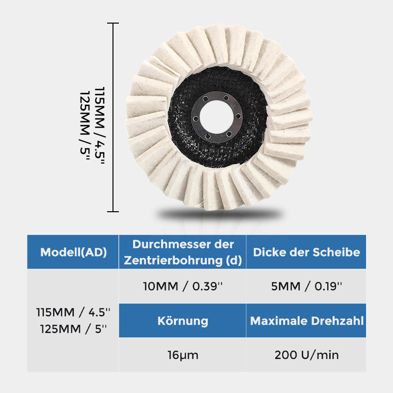 📢📢✨ Wollpolierscheibe für Winkelschchleifer – Hochglanz-Spiegelfinish! 🚀⚡
