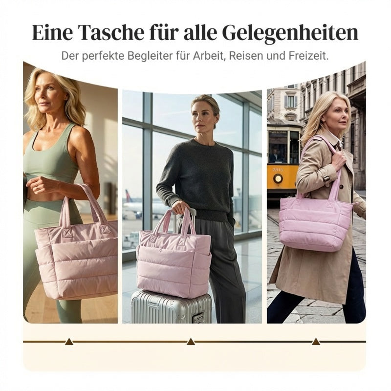💜Begrenzter Verkauf 50 % RABATT 👜Wasserdichte Luftpolstertasche für Damen, 20 l, flauschige Tragetasche, gesteppte Laptop-Schulterhandtasche