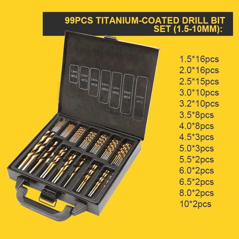 Factory Outlet – 99-teiliges Bohrerset mit Titanbeschichtung