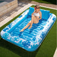 Sloosh XL Aufblasbarer Sonnenbad-Pool-Liegestuhl mit Becherhalter, 178x117cm Extra Große Pool-Schwimmliege für Erwachsene mit Kopfkissen, 4-in-1 Sonnenbadewanne Floatie, Schwimmbett-Liege für Wasser, aufblasbares Sofa Schwimmen