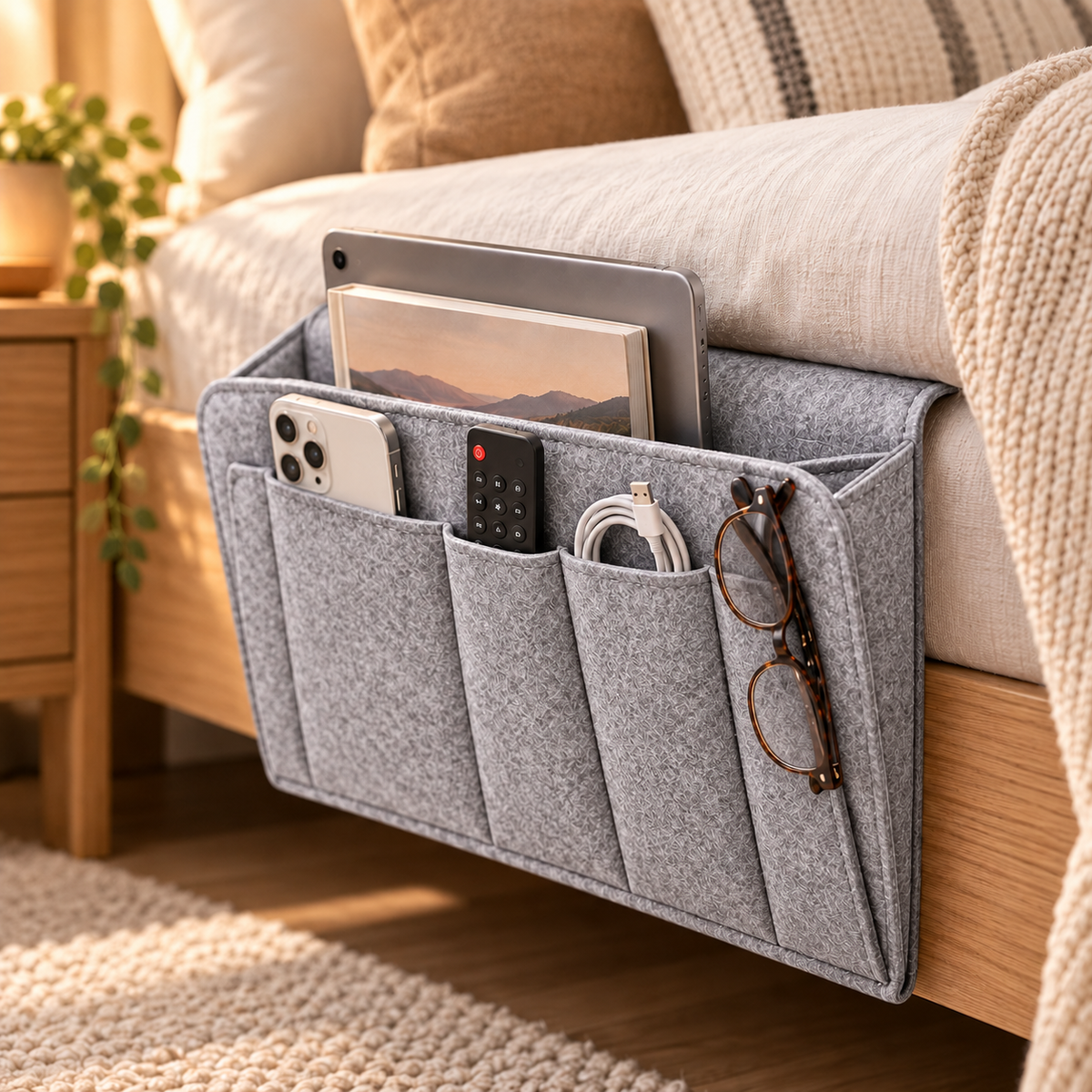⚡ Nur online gültige Rabatte 💰 Werkzeugfreier Bettseitiger Organizer – Einschubtasche für das Bett zur einfachen Aufbewahrung