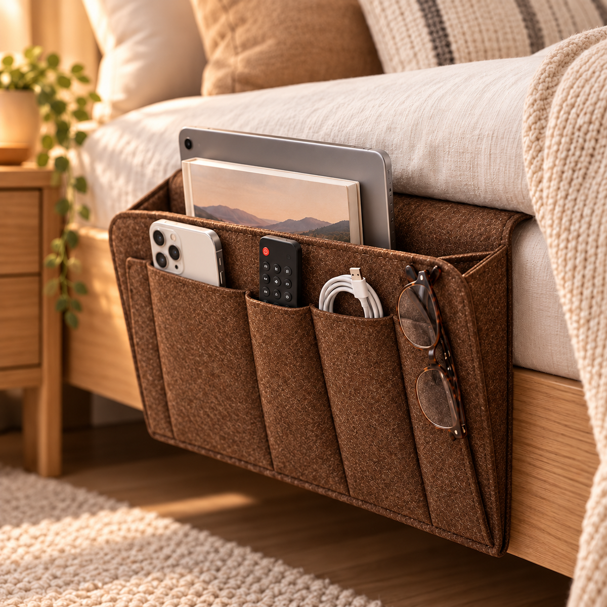⚡ Nur online gültige Rabatte 💰 Werkzeugfreier Bettseitiger Organizer – Einschubtasche für das Bett zur einfachen Aufbewahrung