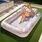 Sloosh XL Aufblasbarer Sonnenbad-Pool-Liegestuhl mit Becherhalter, 178x117cm Extra Große Pool-Schwimmliege für Erwachsene mit Kopfkissen, 4-in-1 Sonnenbadewanne Floatie, Schwimmbett-Liege für Wasser, aufblasbares Sofa Schwimmen