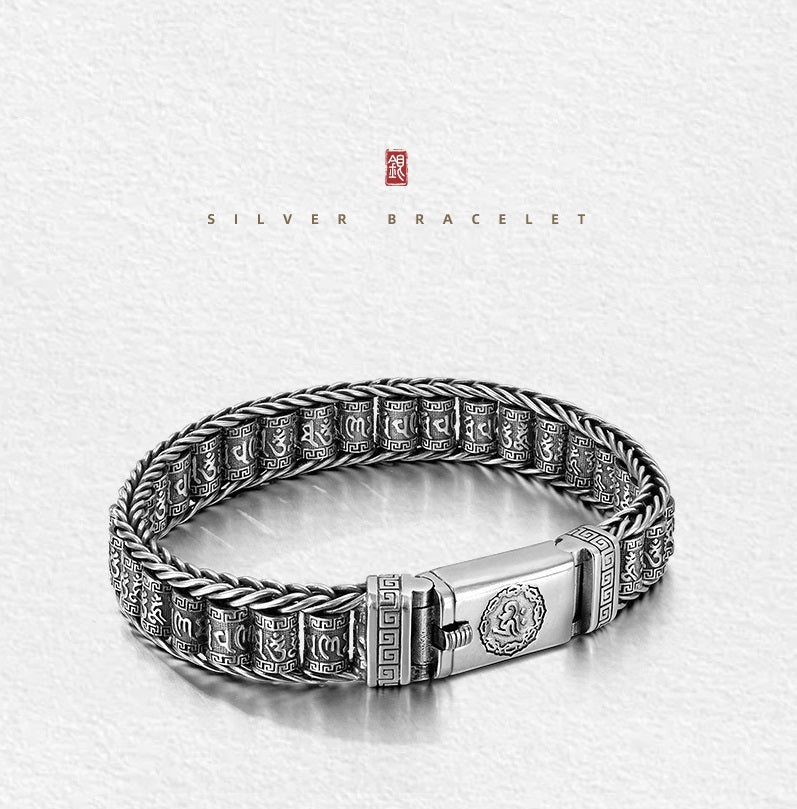 💎 60 % RABATT! 💎 Tibetisches Gebetsmühlen-Armband – 925er Sterlingsilber, Glücksbringer & Valentinstagsgeschenk