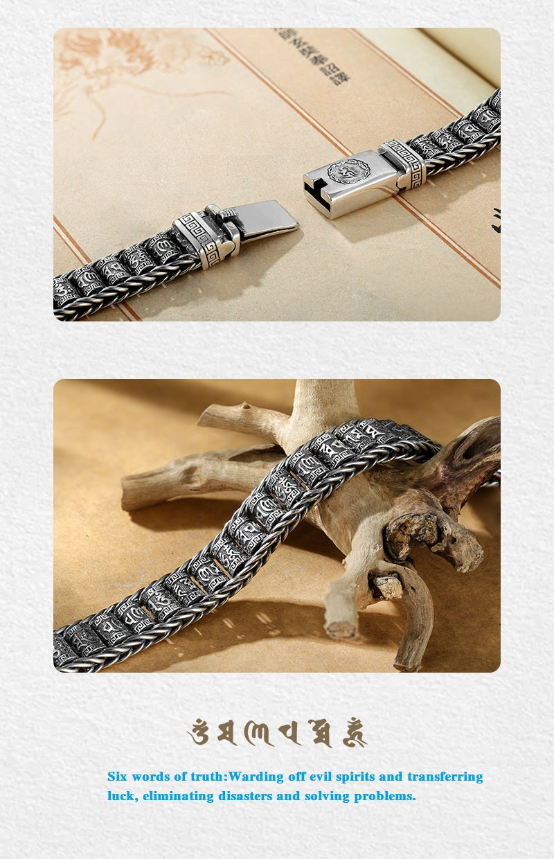 📢📢50 % Rabatt!! ⏰💎 Tibetisches Gebetsmühlen-Armband – 925er Sterlingsilber, Glücksbringer & Valentinstagsgeschenk