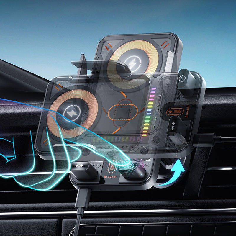 📢📢53 % Rabatt!! ⏰Intelligenter 2-in-1-Autotelefonhalter mit automatischer Drehfunktion und kabellosem Ladegerät⚡