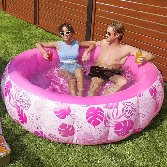 Sloosh XL Aufblasbarer Sonnenbad-Pool-Liegestuhl mit Becherhalter, 178x117cm Extra Große Pool-Schwimmliege für Erwachsene mit Kopfkissen, 4-in-1 Sonnenbadewanne Floatie, Schwimmbett-Liege für Wasser, aufblasbares Sofa Schwimmen