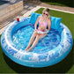 Sloosh XL Aufblasbarer Sonnenbad-Pool-Liegestuhl mit Becherhalter, 178x117cm Extra Große Pool-Schwimmliege für Erwachsene mit Kopfkissen, 4-in-1 Sonnenbadewanne Floatie, Schwimmbett-Liege für Wasser, aufblasbares Sofa Schwimmen
