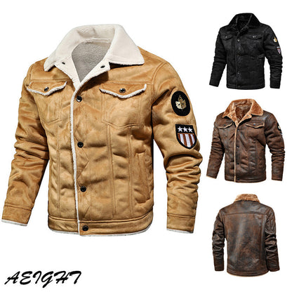 🔥Bestseller🔥 Herren-Outdoor-Lederjacke mit Fleecefutter ✈️Kostenloser Versand