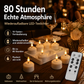 🕯️ Wiederaufladbare LED-Teelichtkerze, Fernbedienung mit 10 Tasten und extrem langer Leuchtdauer von 80 Stunden, flammenlose, flackernde Kerzenlampe, über USB aufladbares Stimmungslicht für Halloween, Weihnachten, Hauspartys und Festtagsdekoration