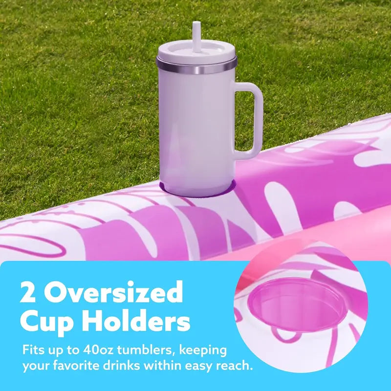 Sloosh XL Aufblasbarer Sonnenbad-Pool-Liegestuhl mit Becherhalter, 178x117cm Extra Große Pool-Schwimmliege für Erwachsene mit Kopfkissen, 4-in-1 Sonnenbadewanne Floatie, Schwimmbett-Liege für Wasser, aufblasbares Sofa Schwimmen