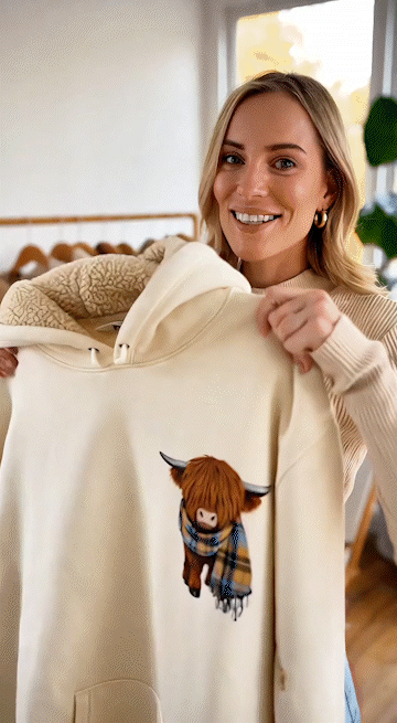 💖WEIHNACHTSANGEBOT 50 % RABATT!!🎁 Süßes Highland Cow Sweatshirt mit Kapuze und kuscheligem Fleecefutter