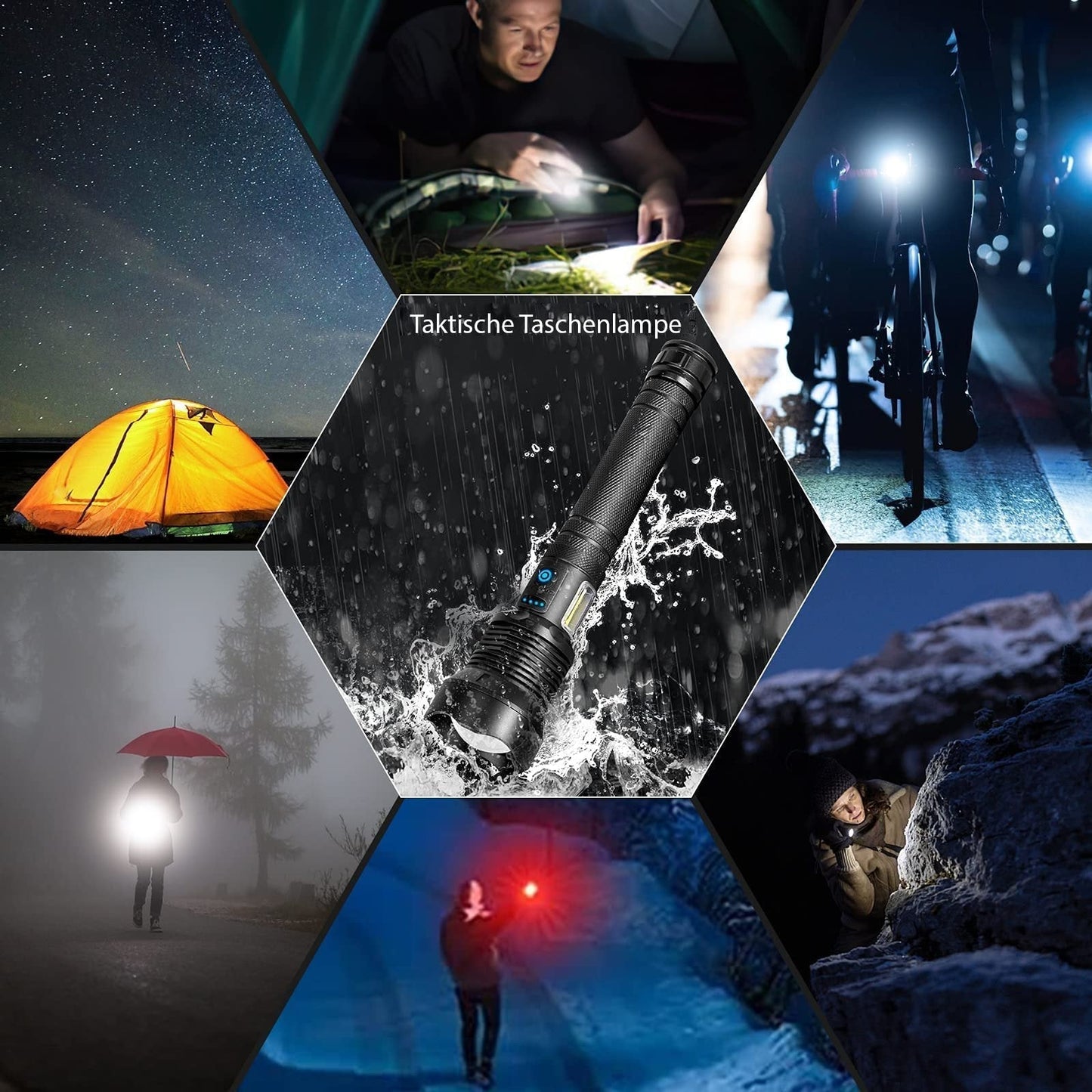 🔦50 % Rabatt! 🎉 Wiederaufladbare Taschenlampe mit 90.000 Lumen – Extrem hell, wasserdicht und mit langer Akkulaufzeit 📦
