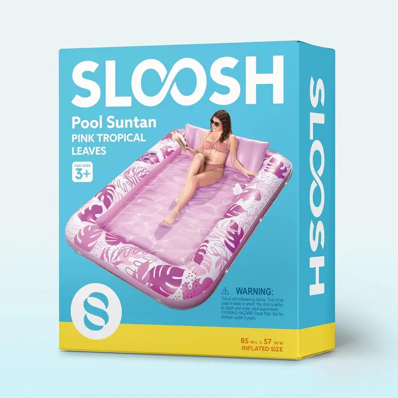 Sloosh XL Aufblasbarer Sonnenbad-Pool-Liegestuhl mit Becherhalter, 178x117cm Extra Große Pool-Schwimmliege für Erwachsene mit Kopfkissen, 4-in-1 Sonnenbadewanne Floatie, Schwimmbett-Liege für Wasser, aufblasbares Sofa Schwimmen
