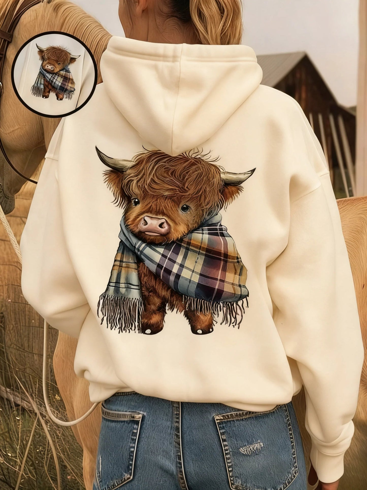 💖WEIHNACHTSANGEBOT 50 % RABATT!!🎁 Süßes Highland Cow Sweatshirt mit Kapuze und kuscheligem Fleecefutter