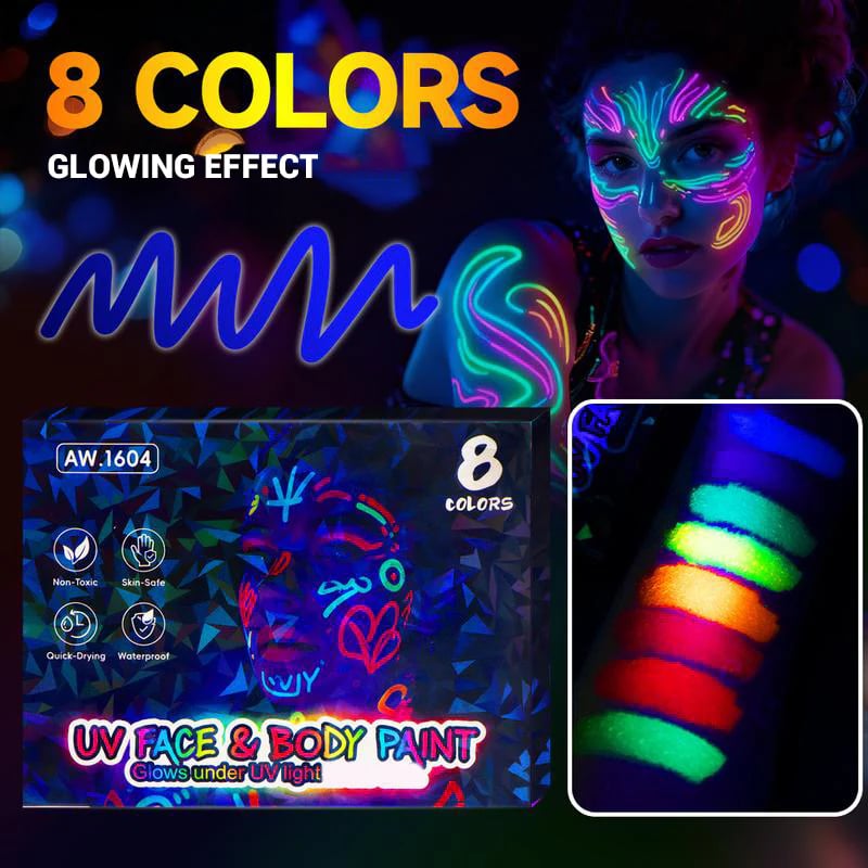 📢HEISSER VERKAUF 50 % RABATT !!!✨UV-Leuchtende Gesichts- und Körperfarben-Marker-Set